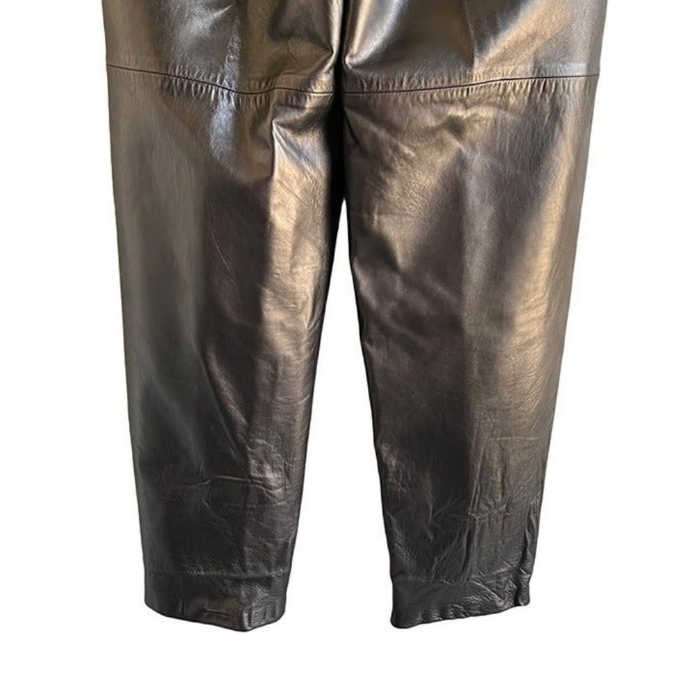 Vintage Serge Black Leather Straight Leg Pants SIze 10 - Picture 6 of 12